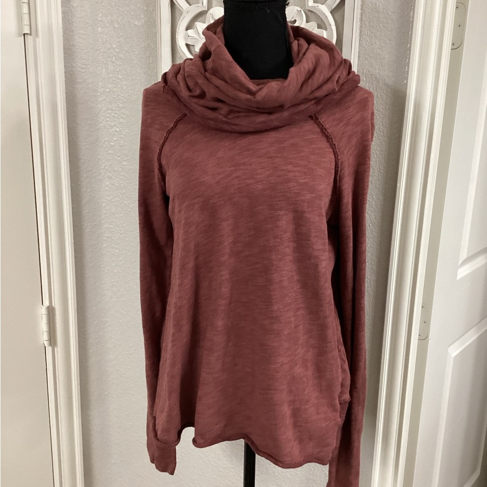 Free People Pink Cowl Neck Sweater with Tunic Length